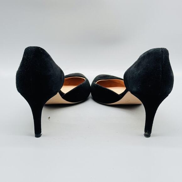 J Crew Shoes Womens 7 Black Suede d'Orsay Pumps Court Made in Italy Heels - Picture 7 of 11